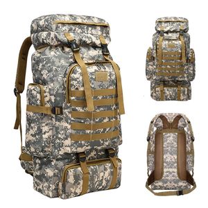 80L Waterproof Molle Camo Tactical Backpack Military Army Hiking Camping Backpack Travel Rucksack Outdoor Sports Climbing Bag 240115