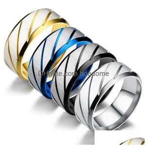 Band Rings 8Mm Stainless Steel Gold Sier Blue Black Color Finger Band Rings For Men Party Club Wear Birthday Jewelry 1220 B3 Drop Del Dhvok