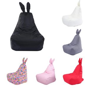 Rabbit Shape Bean Bag -stol täckning soffa slipcover utan att fylla komfort fyllda djurplyschleksaker för barn 240116