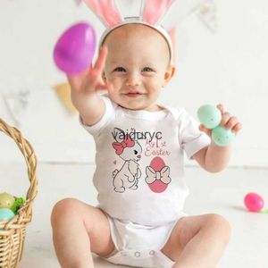 Rompers My First Easter Baby Romper Bunny Drukowane niemowlęce chłopcy dziewczęta imprezy wielkanocne ubrania ubrania niemowlęcia krótkie rękawy