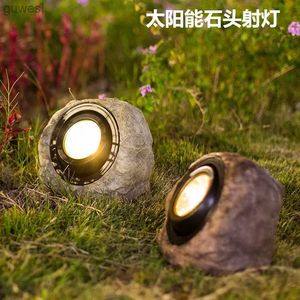 Gräsmatta lampor Solar Outdoor Lights Garden Lights Garden Layout Simulation Stone Liten Yard Decoration Lawn Landscape Waterproof Spotlights Hot YQ240116