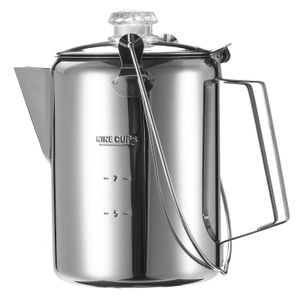 12L Outdoor 9 Cup Stainless Steel Percolator Coffee Pot Maker for Camping Home Kitchen Milk Mugs 240116