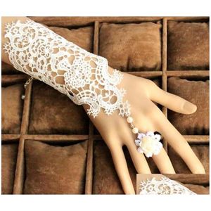 Bridal Gloves Design Lace Pearl Whiteblack Wedding Bow Fingerless Wrist Length Glove Accessories9335833 Drop Delivery Party Events A Dhgbm