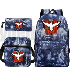 Väskor 3 st/sätt gratis eld Garena ryggsäck för skol tonåringar flickor unisex galax tecknad bokväska stor kapacitet anime canvas mochila