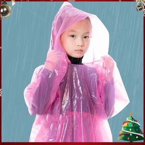 Raincoats 3Pcs Kids Rain Ponchos With Drawstring Hood Disposable Travel Raincoat Plastic Poncho For Outdoor Camping/Recreation/Hiking