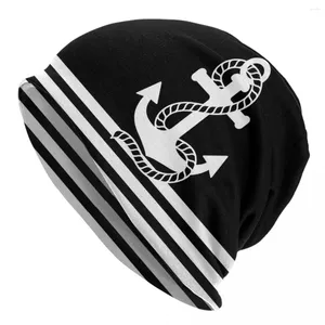 Berets Nautical Captain Anchors Stripes Bonnet Hat Autumn Winter Outdoor Skullies Beanies Hats For Men Women Summer Multifunction Cap