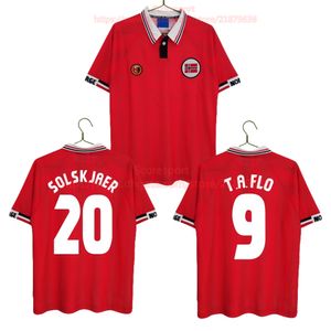 1998 Noruega Retro Camisas de Futebol SOLSKJAER HALLAND T. A. FLO NORGE Camisas de Futebol Vintage Home Red Classic Football Kit