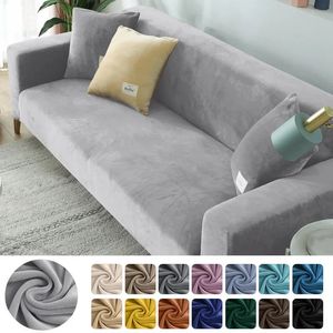 Velvet Elastic Sofa Covers 1234 Seats Solid Couch Cover L Shaped Protector Bench 240115