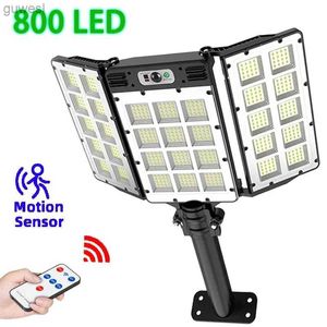 Lawn Lamps 800 LED Powerful Outdoor Solar Lights Panel External Waterproof Motion Sensor Street Lamp Lighting Garden Yard House Wall Light YQ240116