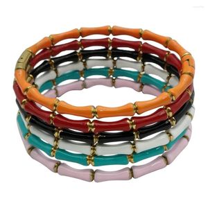 Bangle Moda Bangles para Mulheres Presente Amor Ouro Bambu Joint Placa Fina Colorida Esmalte Colorfast Pulseira de Aço Inoxidável Personalizado