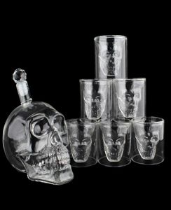 Crystal Skull Head S Cup Zestaw 700 ml Whisky Wine Bottle Butelka 75 ml Szklanki Kubki Dekanter Home Bar