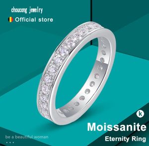 Choucong Brand All Moissanite Wedding Rins Real 100% S925 Silver 18K White Gold Fine Eternity Party Diamond Bands Engagement Wedding Rings for Women Man Gift