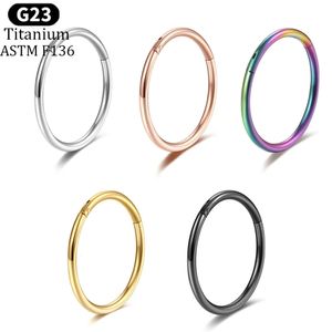 G23 Nose Rings Hoop 20G 18G 16G 14G Diameter Helix Conch Cartilage Piercing Jewelry Segment Lip Ear Ring For Women Men 240115