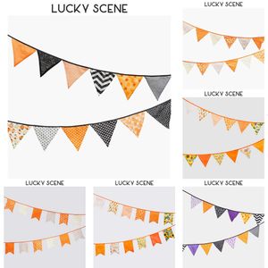 New Banners Streamers Confetti Halloween katun print triangle flag Fishtail flag background party tool decoration S011631181