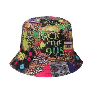 2024 Primavera/verão Novo 80 dos anos 90 Fisherman Hat Retro Disco Party Bowl Hat Graffiti Fisherman Hat Masculino