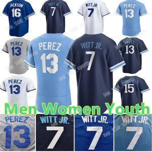 Anpassad basebolltröja män kvinnor ungdom Kansas City''Royals''Bobby Witt Jr. City Connect Jersey Patrick Mahomes George Brett Salvador Perez MJ Melendez