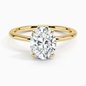 Anello di fidanzamento con diamante coltivato in laboratorio con taglio ovale in oro 9K 14K da 0,5 ct 1 ct.