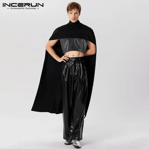 INCERUN Men Irregular Cloak Coats Turtleneck Solid Male Ponchos Trench Streetwear Autumn Fashion Casual Men Thin Cape S-5XL 240116