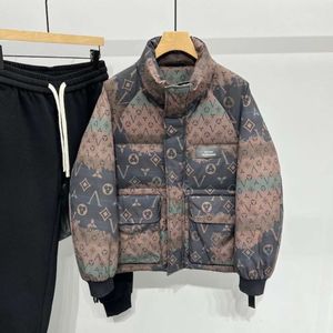 Veste à pain en coton pour hommes, nouvelle tendance d'hiver imprimée, col montant, courte et épaisse, costume de travail chaud