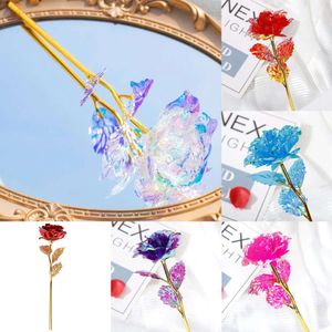 New Banners Streamers Confetti 1pc Valentine's Day Mother's Day Gift 24K Foil Plated Roses Artifical Flower Wedding Decor Lover Lighting Rose Creative Gift DIY