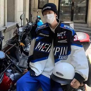 Men's Jackets American street motorcycle men baseball uniform jacket loose retro racing suit vintage couple bomberyolq