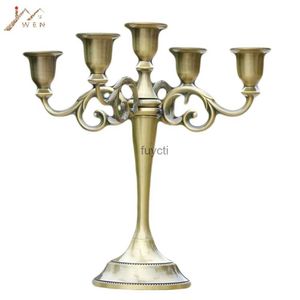 Ljusstakare Imuwen Silver/Gold/Bronze/Black 3-Arms Metal Pillar Candle Holders Candlestick Wedding Decoration Stand Home Decor Candelabra YQ240116