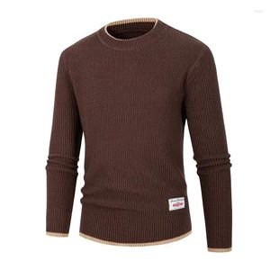 Men's Sweaters 2024 Round Neck Loose Color Block Pullover Sweater Knitted Youth Casual Bottom Shirt