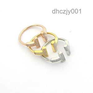 Band Rings Quality Top for Women Jewelry Double T Shell Between The Diamond Ring Par Foreign Trade Models Smile Set 3ymg 4B5D R2D4