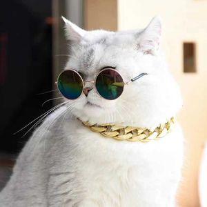 Fashionable dog cat pet glasses creative trend photo taking circular frame small sunglasses toy dollsHAA9