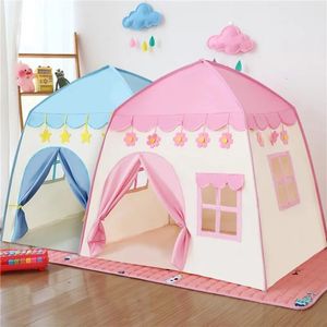 1.35mポータブル子供用テントおもちゃのための折りたたんでテントベビープレイハウス大きな女の子ピンクプリンセスキャッスルチルドレンルーム装飾240115