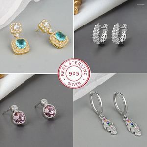 Stud Earrings 925 Sterling Silver Heart Hoop Women Star Butterfly For Jewelry Gift E197