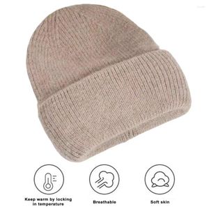 Berets Woman Knit Cap Soft Fur Beanie Winter Hat For Women Warm Elastic Fluffy Weather High Wear Resistant