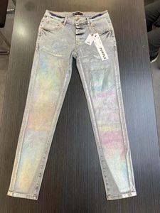 Мужские фиолетовые джинсы Дизайнерские джинсы разорваны прямыми джинсами джинсы Длинные черные джинсы Прямая молния на молнии