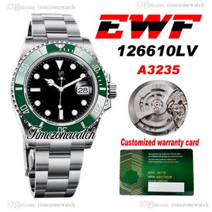 EWF V2 41mm A3235 Otomatik Erkekler İzle Yeşil Seramikler Çember Siyah Dial 904L Çelik Kılıf Bileziği En İyi Sürüm Aynı Seri Garanti Kart TimZoneWatch EWA1