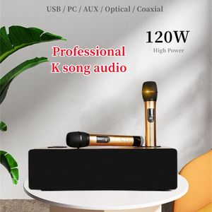 Högtalare 120W Professional Karaoke System Audio Set UHF Handhållen trådlös mikrofon Bluetooth -högtalare för festmöte Home TV Theatre