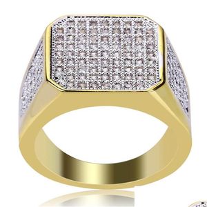 Anéis de banda novo tamanho na moda 7-13 moda jóias 18k amarelo banhado a ouro cz mulheres homens casamento zircão anel presente 1052 q2 gota entrega je dhat2
