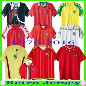 76 79 82 90 95 98 03 15 Wales retro soccer jerseyS Giggs BALE Hughes Saunders Rush Speed vintage classic football shirt