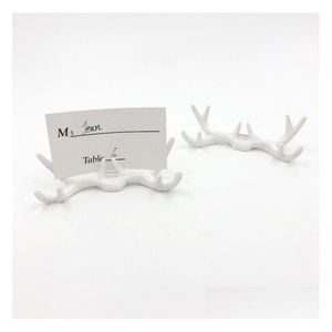 Decoração de festa casamento resina antler lugar cartão titular para favores suprimentos atacado sn679 gota entrega casa jardim evento festivo dh1ox