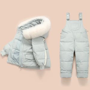 Piumino invernale per bambini tuta 2 pezzi Bambini Bambino Ragazza Ragazzo Vestiti cappotto pantaloni Completo parka caldo Tute per bambini Set di abbigliamento 240115