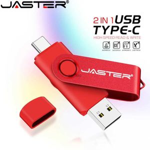 USB Flash Drives Jaster Red Rotatable USB Flash Drive 128 GB gratis anpassad 2,0Typ-C USB-stick 64 GB 32GB 16GB 8GB Creative Gift Pen Pen 4GB