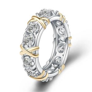 Anéis de banda de alta qualidade anéis jóias banhado a ouro zircon moda mulheres anel noivado branco diamante 1009 q2 gota entrega jóias ri dh79p