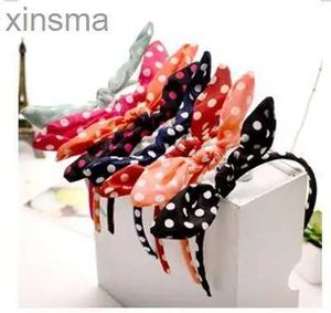 Headbands New Fashion Variety Chiffon Bowknot Polka Dot Rabbit Ears Headband YQ240116