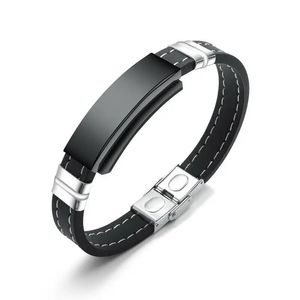 Bracelets Mens Bracelet Boys Magnetic Silicone Black Bracelets Wristband Sports Bangle Gift Stainless Steel Fashion