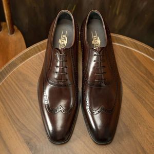 Italian Mens Dress Genuine Leather Handmade 2024 Spring Designer Quality Elegant Wedding Social Brogues Shoes Man