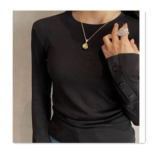 versatile womens designer t shirt V-neck button slim fit lightweight trendy long sleeved lining for women bottom shirts casual slim fit black women shirts top