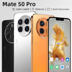 MAT50 Pro Android Smartphone Touch Screen Tela colorida 4G 3GB 8GB RAM64GB 128GB 256GB ROM 7.3 polegadas Tela HD Sensor de gravidade Smart Wake suporta vários idiomas