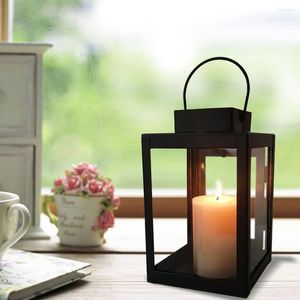 Titulares de vela Lanterna Metal Titular Rústico Decorativo Pendurado Pilar Stand Light Glass Terrário Vaso para Interior Ao Ar Livre Casamento de Natal