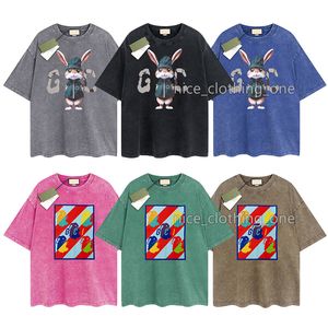 Erkek Tasarımcı Gu T-Shirt Vintage Retro Yıkalı Gömlek Lüks Marka Tişörtleri Kadın Kısa Kollu Tişört Yaz Nedensel Tees Street Giyim Üstleri Çeşitli Renkler-38