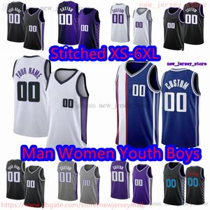 Benutzerdefinierte Basketball 5 DeAaron De'Aaron Fox Jersey genäht Fox Frauen Jugend Kinder Jungen Größe XS-6XL