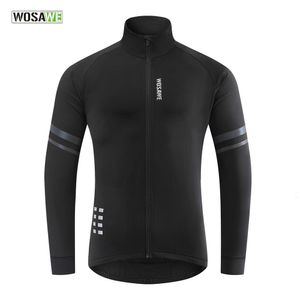 Wosawe Warm Jacket Winter Fleece Thermal Cycling Long Jersey Running Coat Biker Riding Road MTB Bicycle Clothes 240116